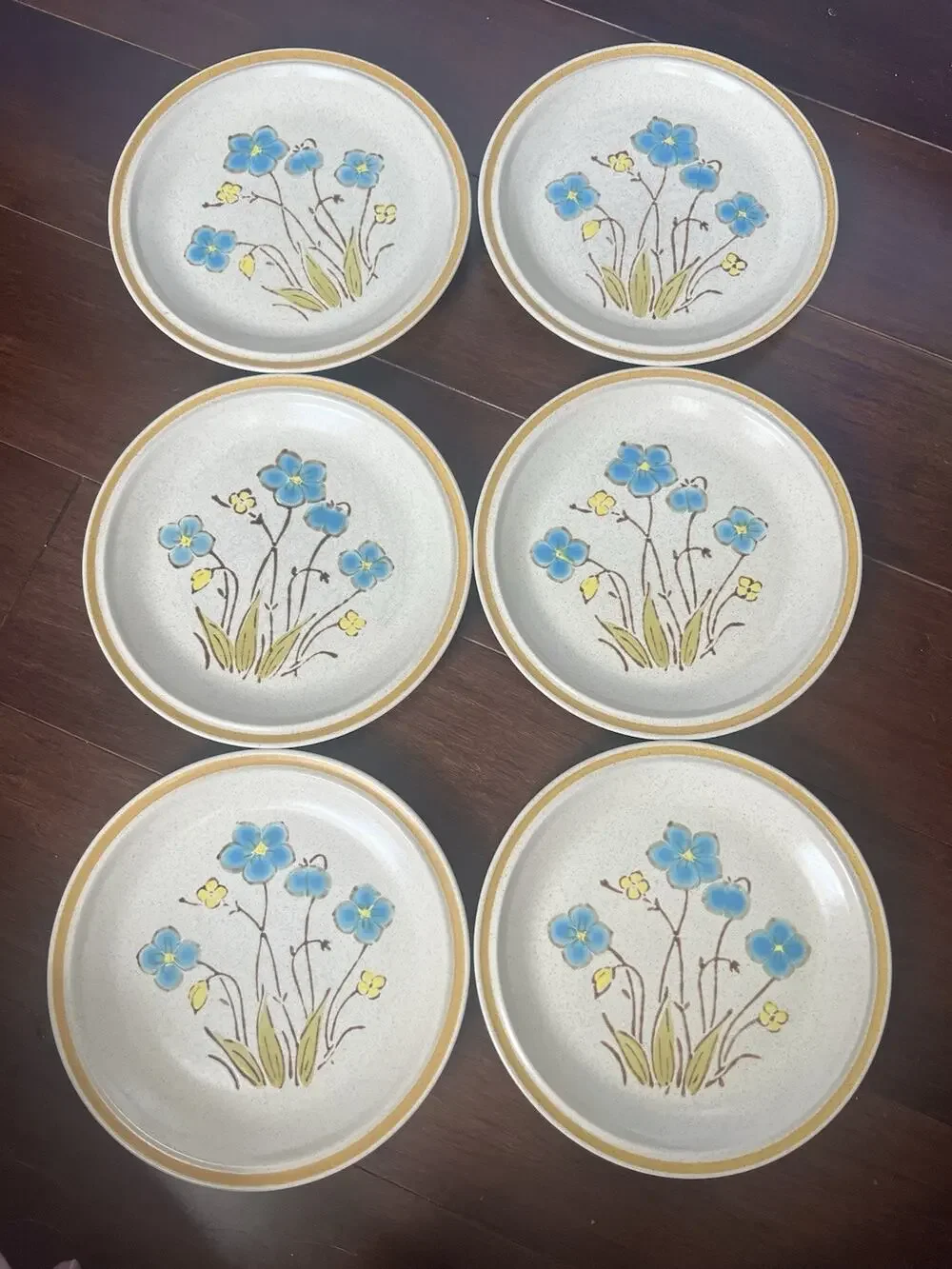 Vintage Hearthside Garden Festival Highland Flowers Salad Plates Set of 6 Japan